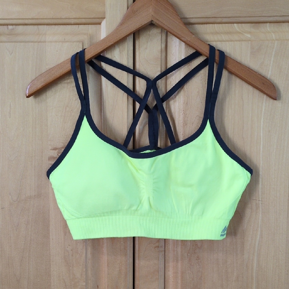 REI Yellow and Black Sports Bra with Geometric Straps with bra Pads